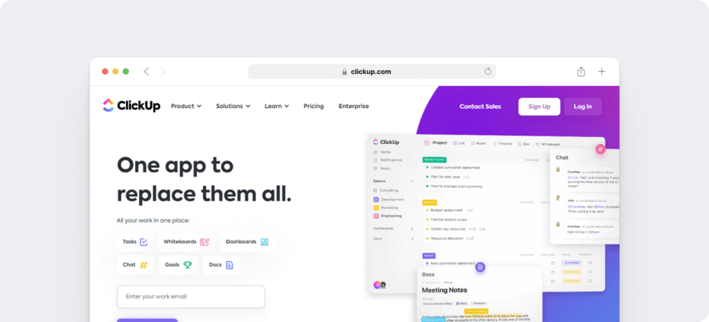 ClickUp homepage