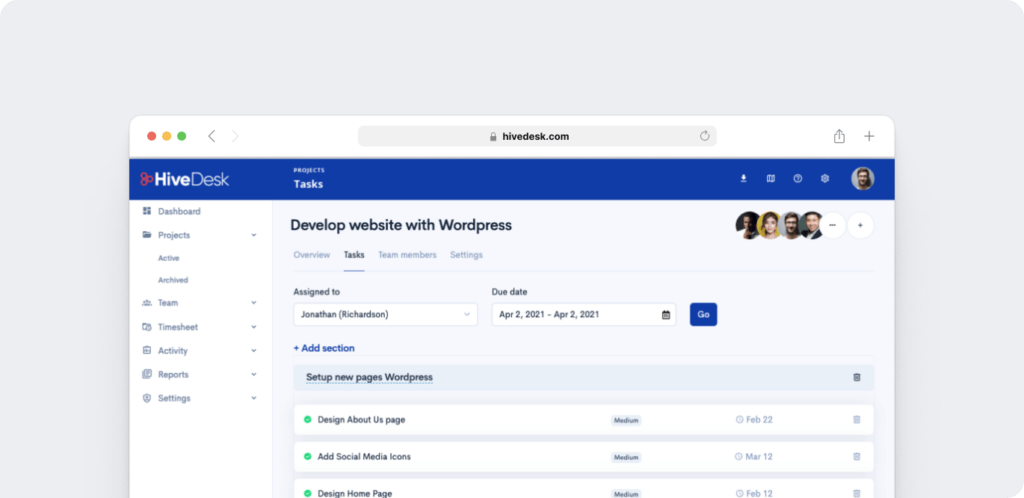 HiveDesk task tracking