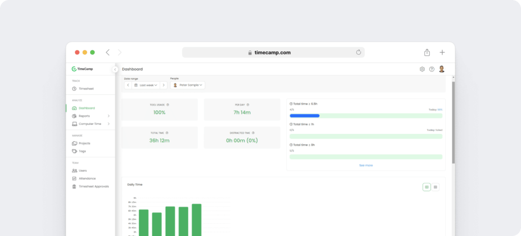 Timecamp dashboard