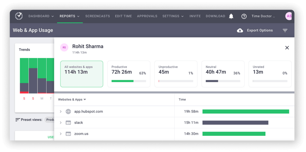 Time Doctor web _ app usage