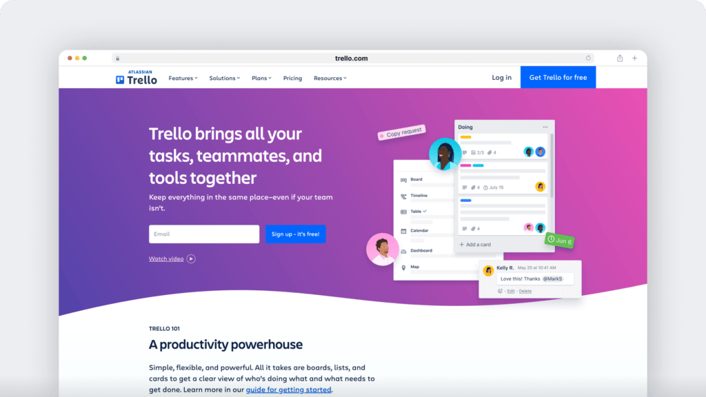 Trello homepage