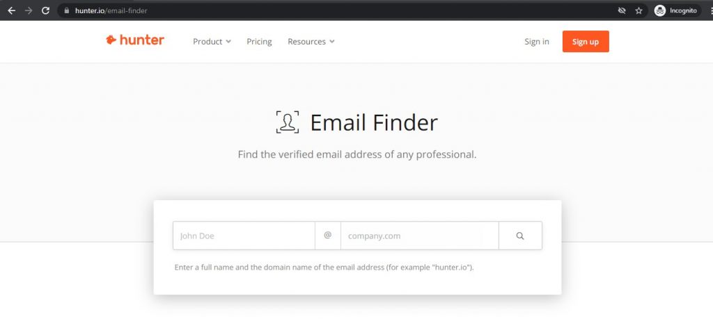 Hunter Email Finder