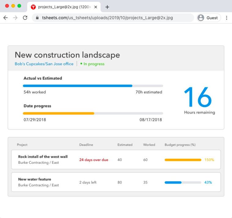 tsheets projects report