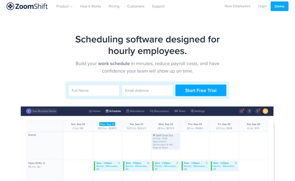 zoomshift homepage