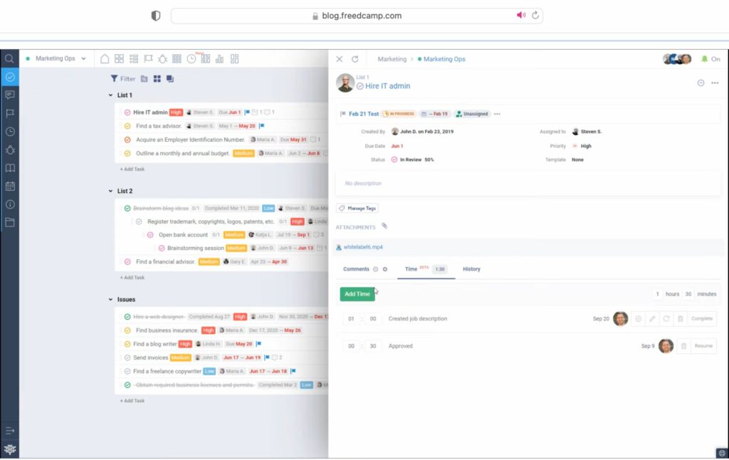 freedcamp time recorder