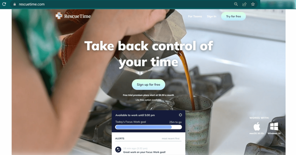 RescueTime Homepage