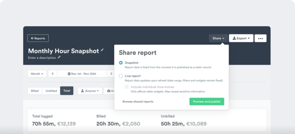 Timely custom report