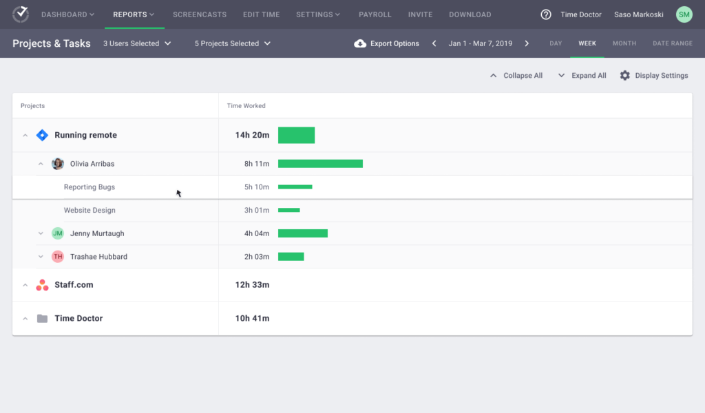 Projects & Tasks (Project - Person - Task).
