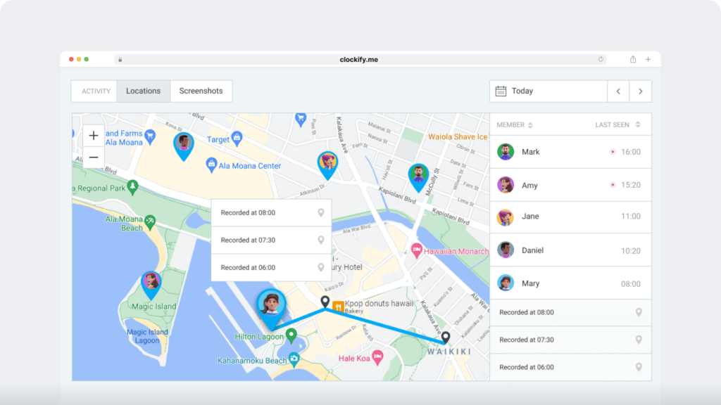 Clockify location tracking