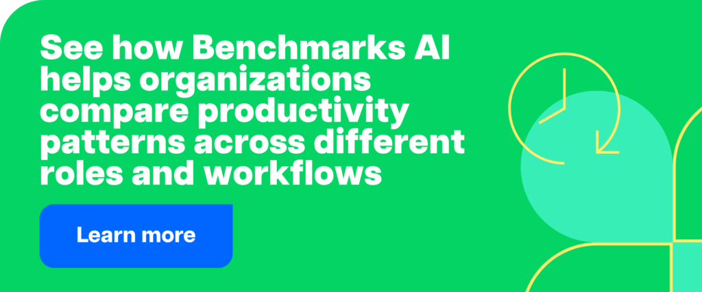 See how Benchmarks AI helps organizations compare productivity patterns across different roles and workflows
