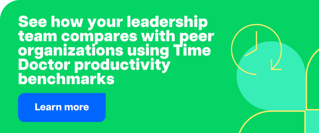 See how your leadership team compares with peer organizations using Time Doctor productivity benchmarks
