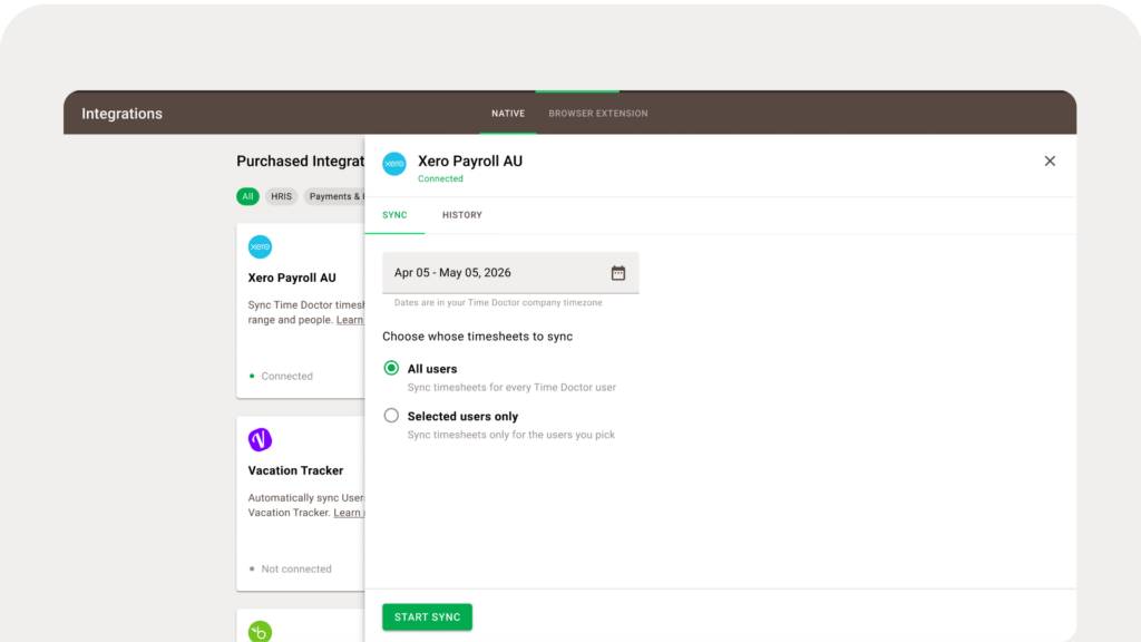 integrations xero -au